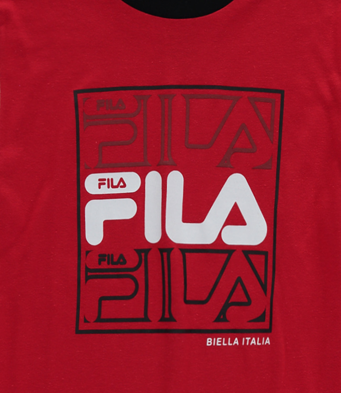 FILA Boys 8-18 Short Sleeve Color Block Boxed Stacked Logo Tee