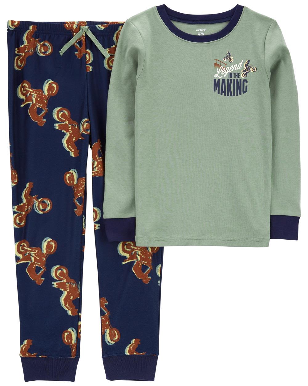 Carters Boys 4-7 2-Piece Motorcycle Cotton & Fleece PJs