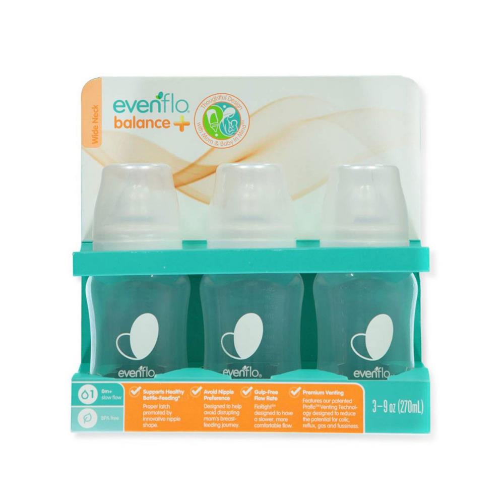 Evenflo Balance Plus 3-Pack Wide Neck Bottles, 9 Oz