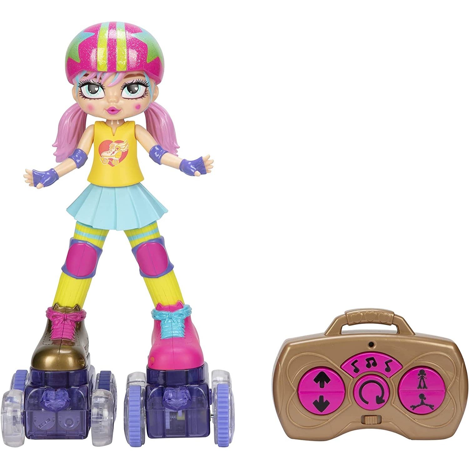 Rock N Rollerskate Doll Rainbow Riley Light Up Remote Control Rollerskating Doll