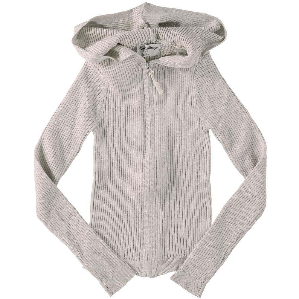 Full Circle Girls 7-16 Rib Knit Zip Front Hooded Sweater