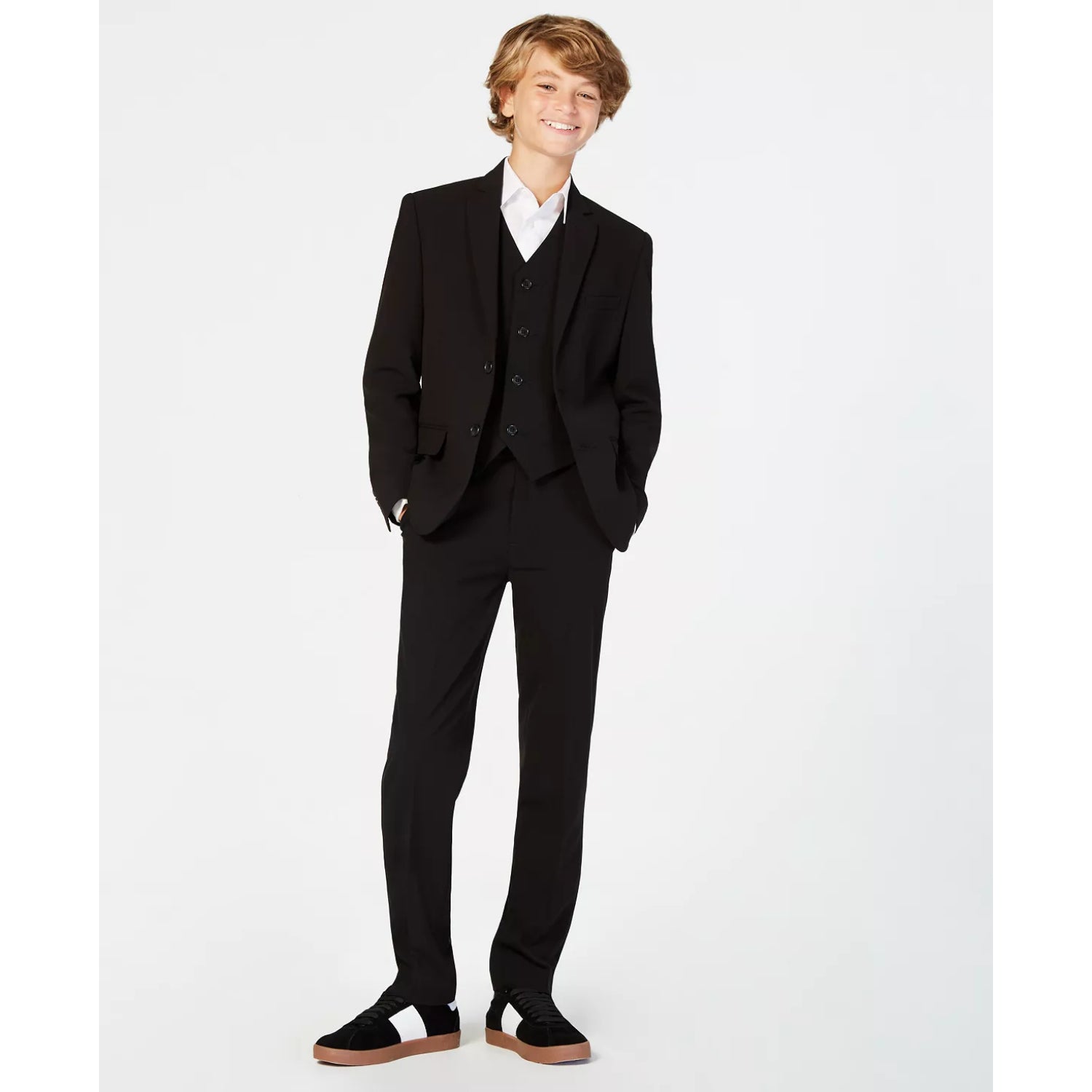 Calvin Klein Boys Sizes 8-20 Flat Front Stretch Slim Fit Dress Pant