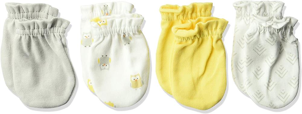 Luvable Friends Unisex Baby Cotton Scratch Mittens, Owl, 0-6 Months