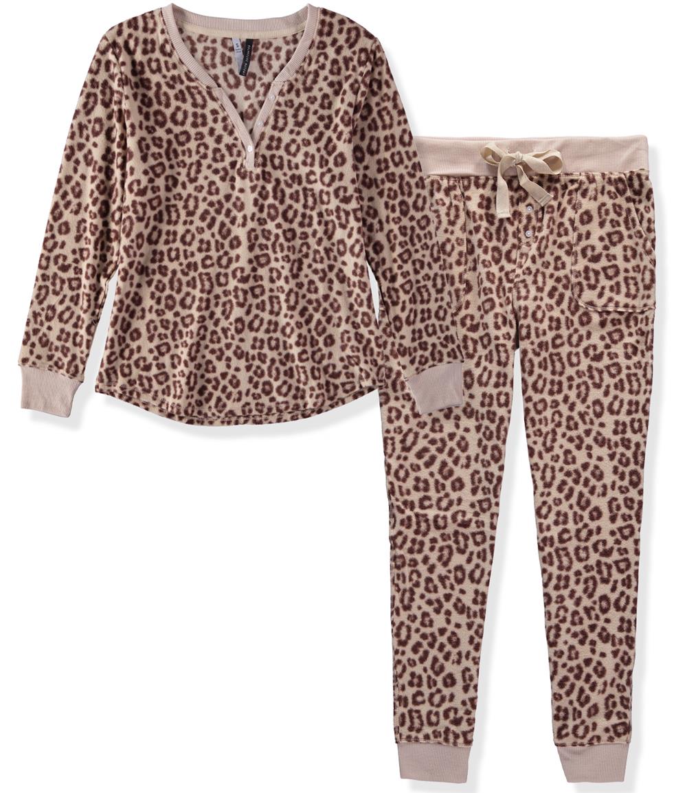 Jaclyn Intimates Long Sleeve Henley Jogger Pajama Set