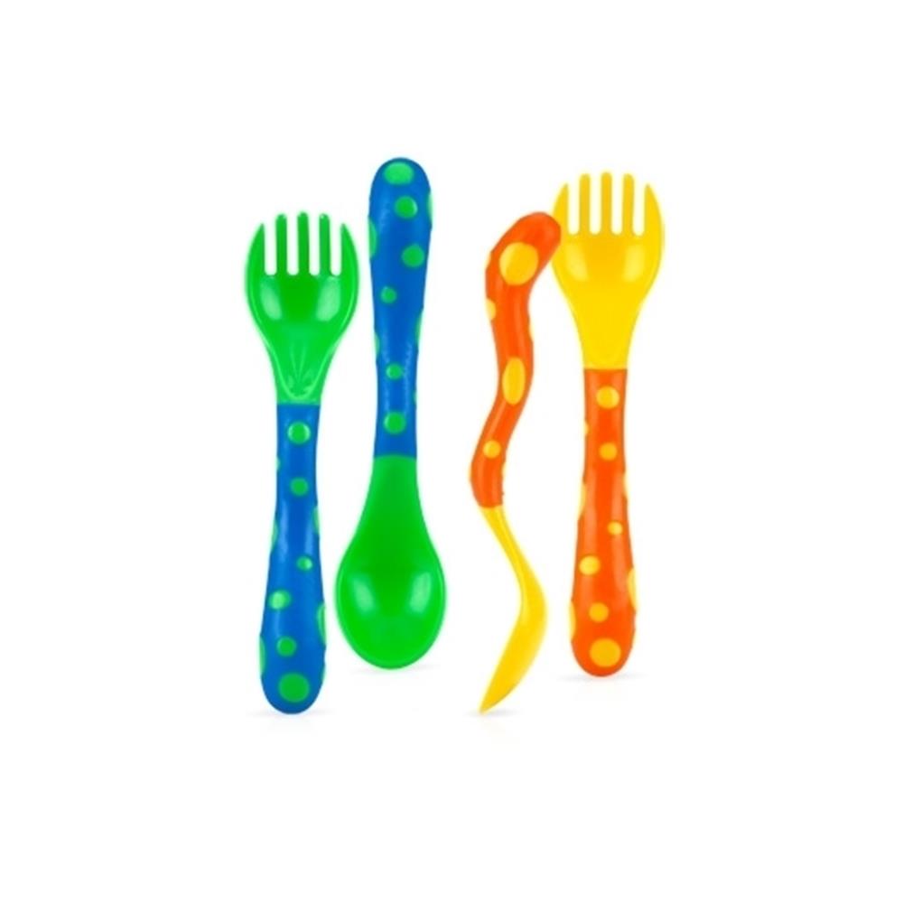 Nuby Fun Feeding Spoon & Fork Set - 2 Sets