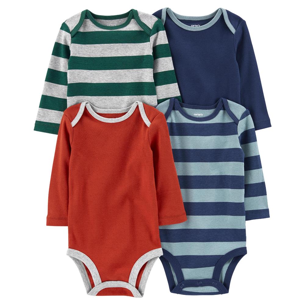 Carters Boys 0-24 Months 4-Pack Long Sleeve Bodysuits