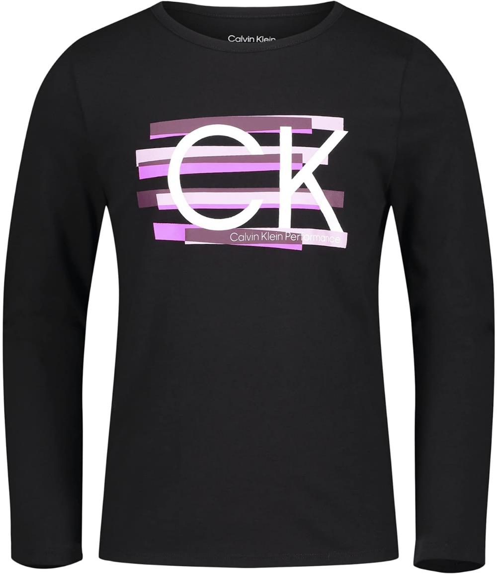 Calvin Klein Girls 7-16 Long Sleeve Tape T-Shirt