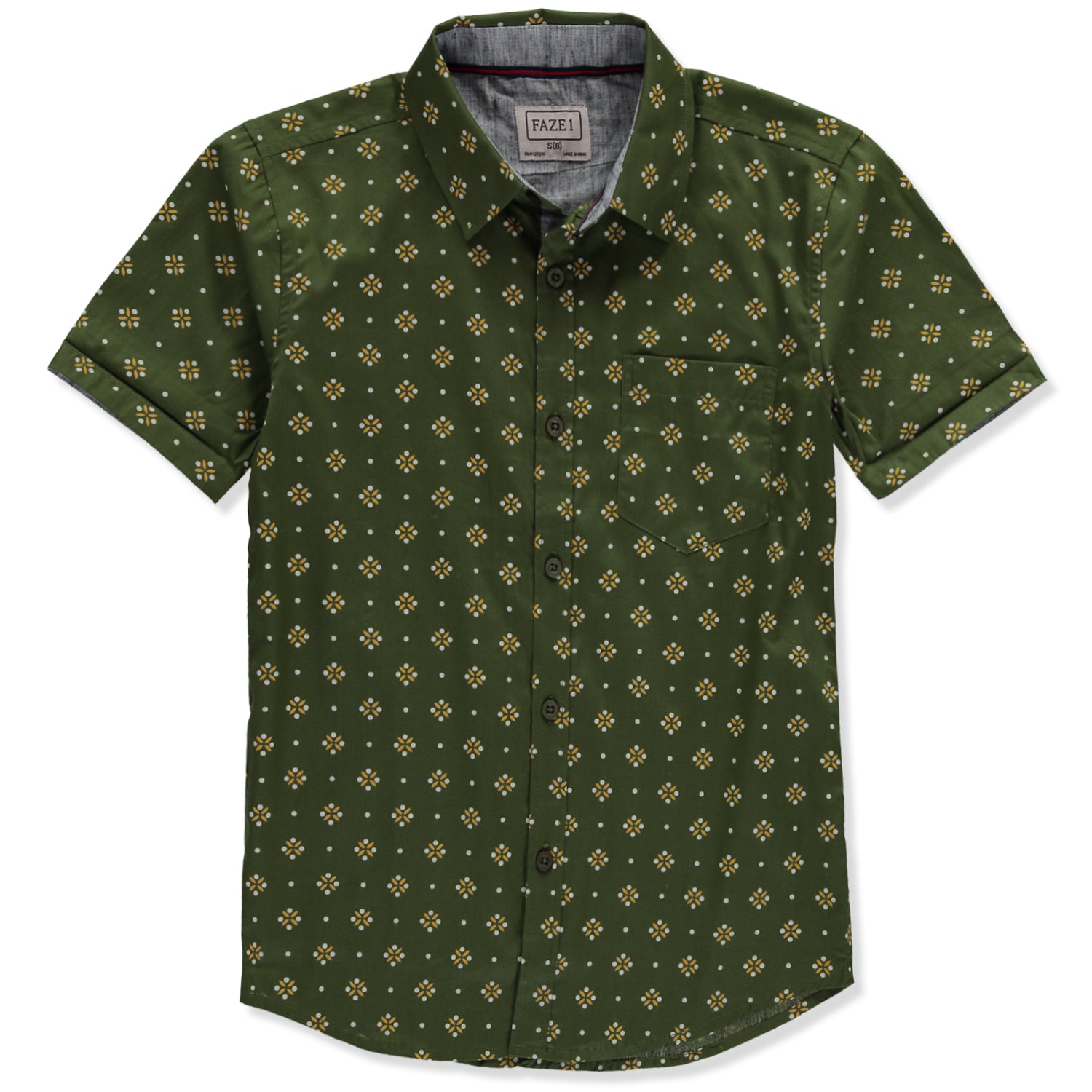 FAZE 1 Boys 8-20 Short Sleeve Printed Woven Button Down Shirt