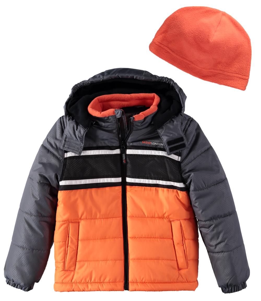 London Fog Boys 8-20 Weather Resistant Puffer Jacket with Hat