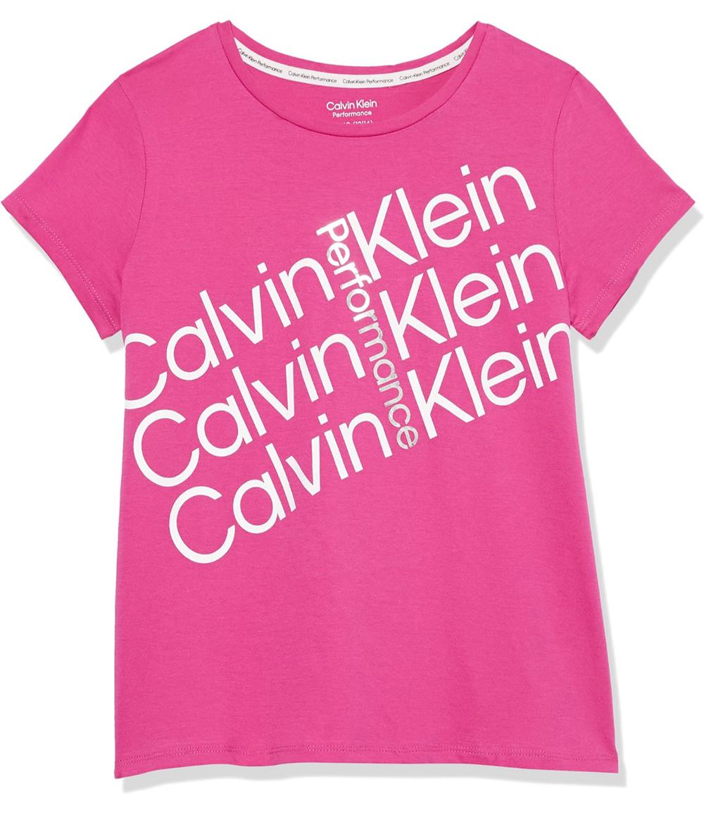 Calvin Klein Girls 7-16 Short Sleeve Fresh Tilt Performance T-Shirt