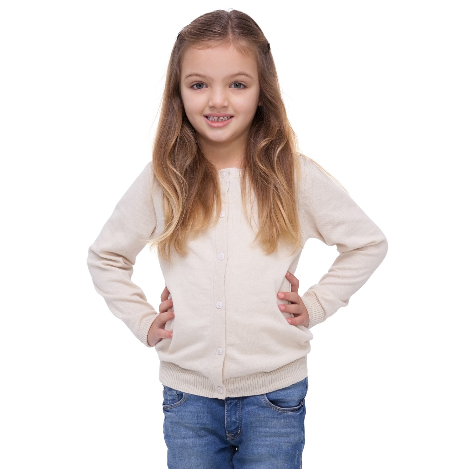 Cyndeelee Girls 2-16 Long Sleeve Soft Knit Cotton Cardigan