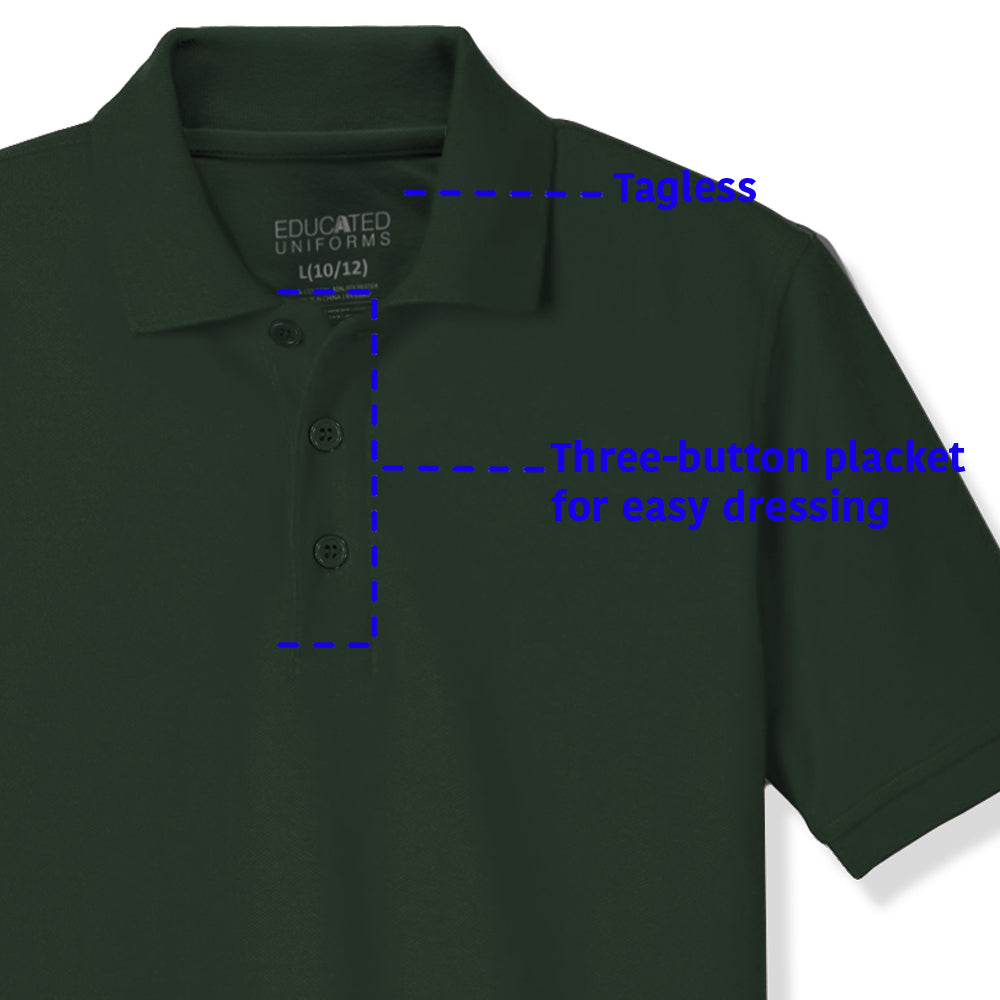 Educated Uniforms Boys 4-20 Short Sleeve Pique Polo Shirt