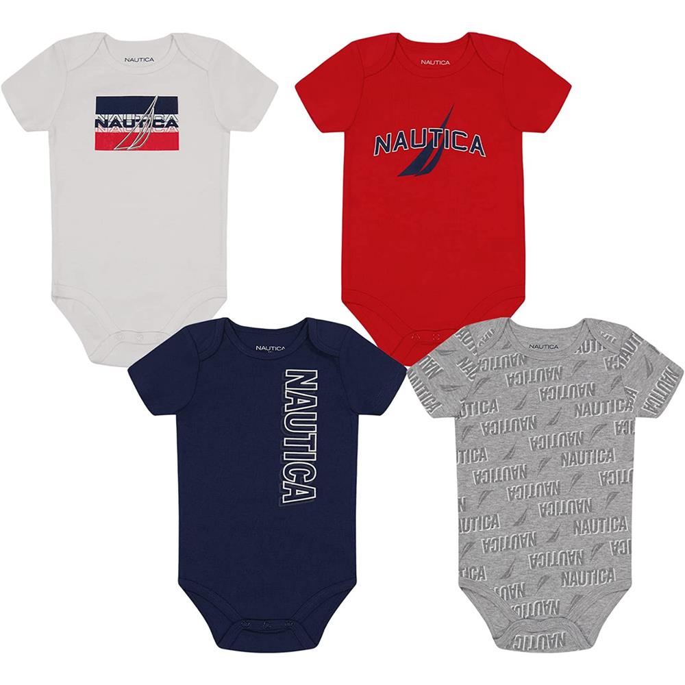 Nautica Boys 0-9 Months Sail 4-Pack Bodysuit