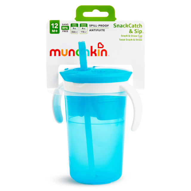 Munchkin SnackCatch & Sip 2-in-1 Snack Catcher & Spill-Proof Cup, Colors May Vary