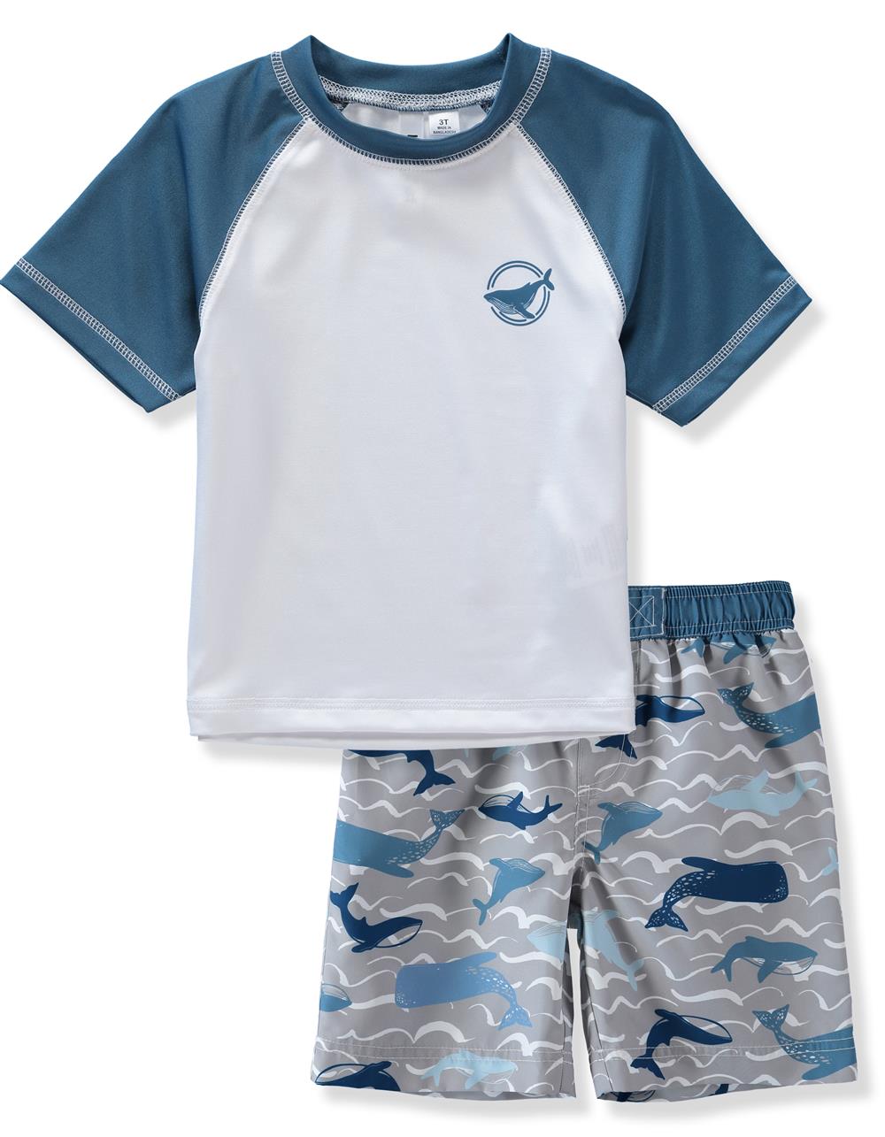 KIMU Boys 4-7 Whale 2-Piece Rashguard Set