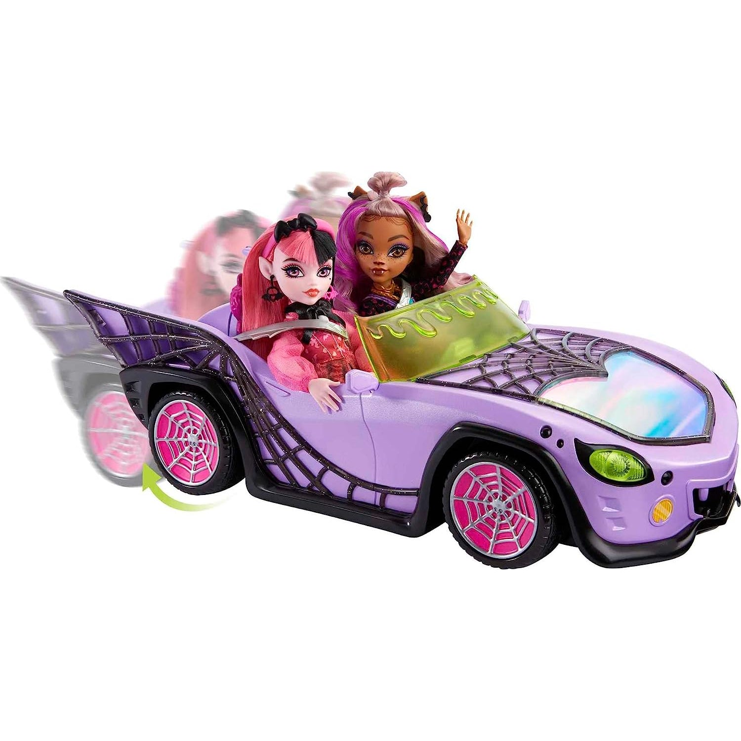 Mattel Monster High Toy Car, Ghoul Mobile with Pet and Cooler Accessories