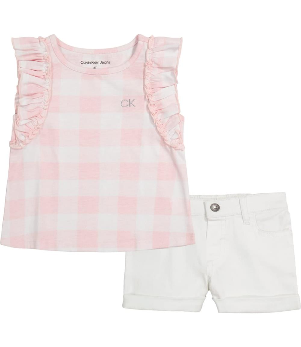 Calvin Klein Girls 12-24 Months Check Woven Short Set