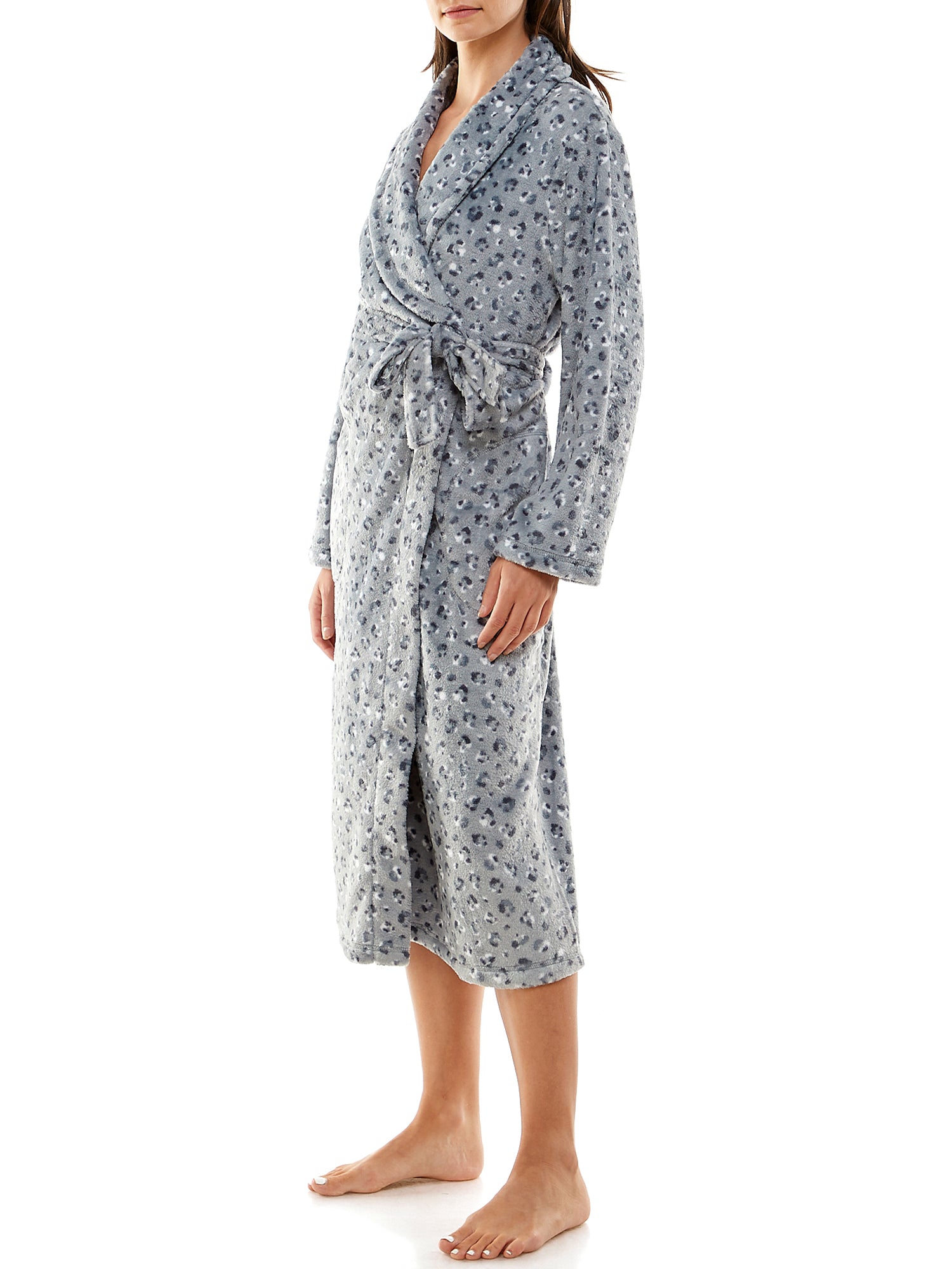 Jaclyn Intimates Womens Long Sleeve Ankle Length Shawl Collar Belted Robe