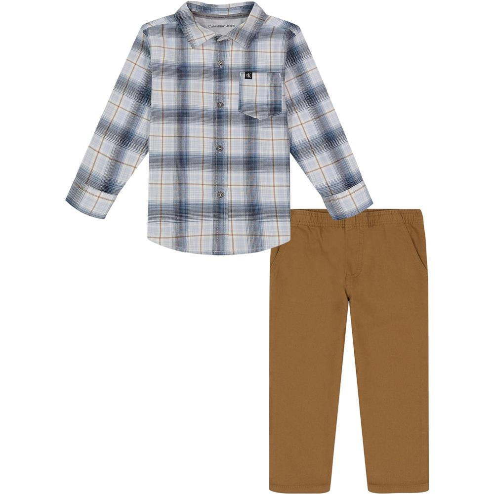 Calvin Klein Boys 4-7 Woven Button Down Shirt Pant Set