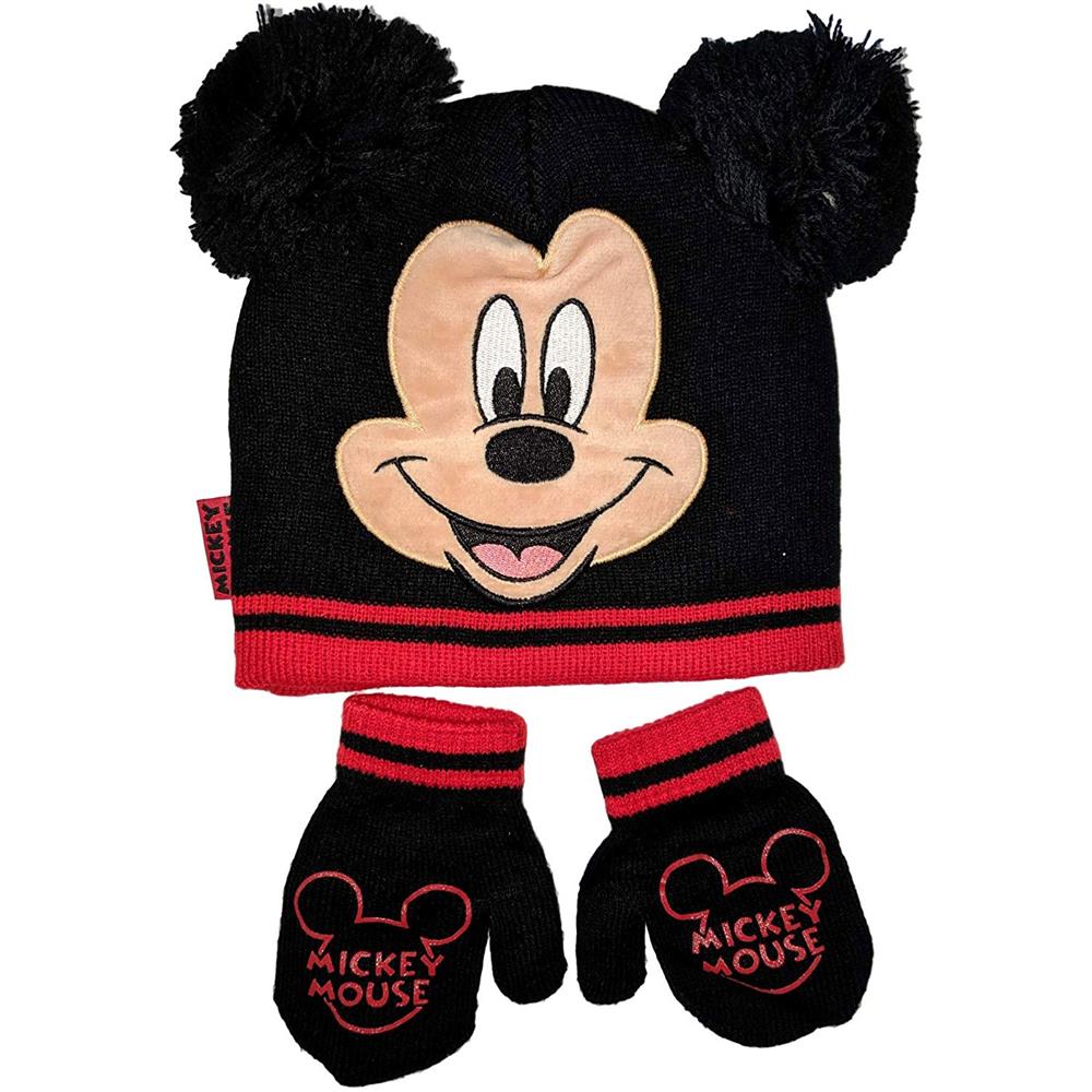 Disney Boys 2-4T Mickey Mouse Pom Hat Mitten Set