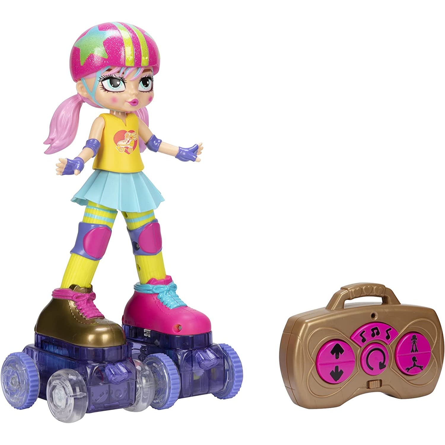 Rock N Rollerskate Doll Rainbow Riley Light Up Remote Control Rollerskating Doll