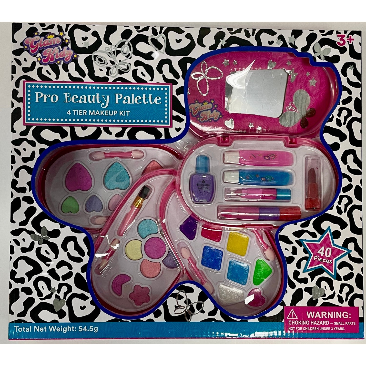 Glam Kidz Pretend Play Beauty Palette 4 Tier Makeup Kit - 40 Piece Washable Makeup Set