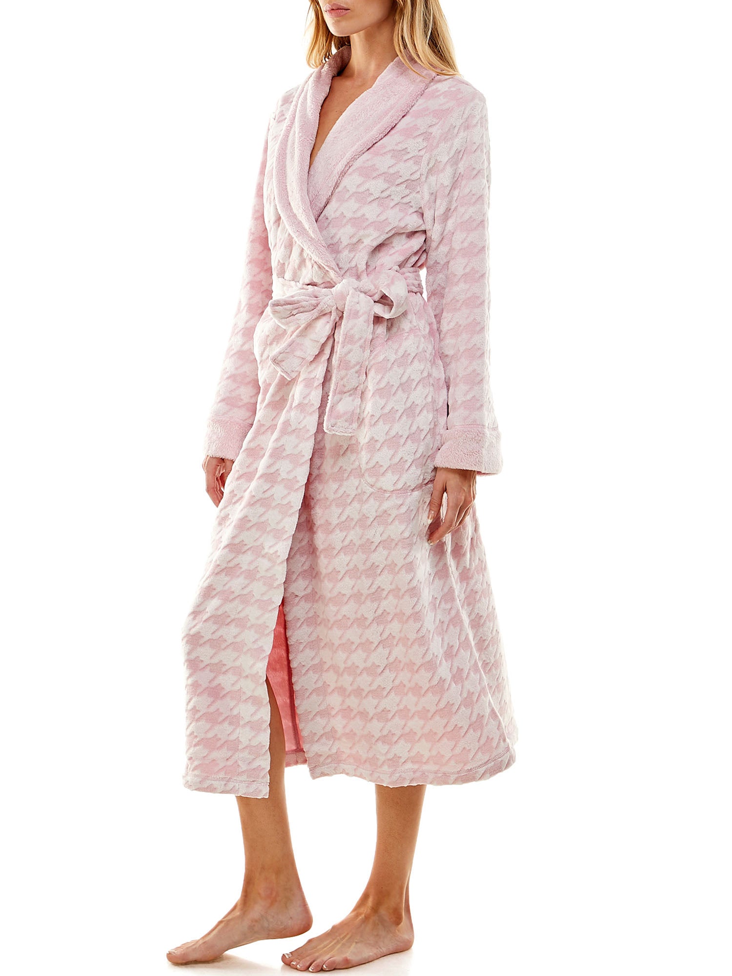 Jaclyn Intimates Womens Long Sleeve Ankle Length Shawl Collar Belted Robe