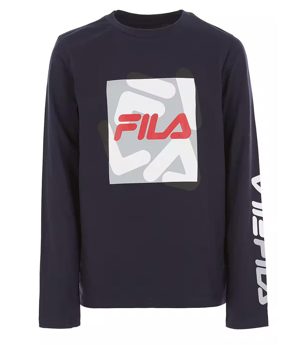 FILA Boys 8-20 Long Sleeve Box Tossed Logo Graphic T-Shirt