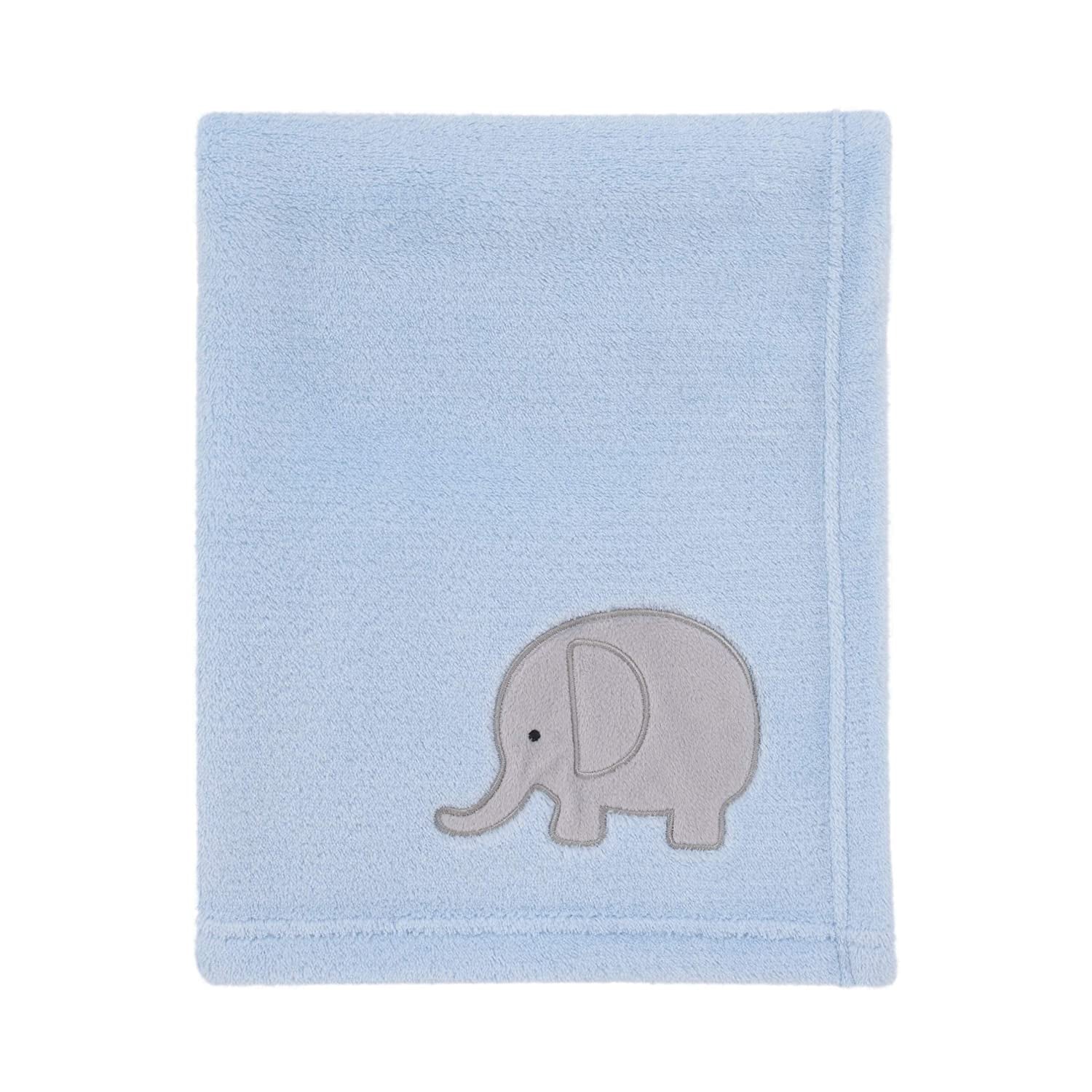 NoJo Elephant 4 Piece Nursery Crib Bedding Set, Blue/Grey/White