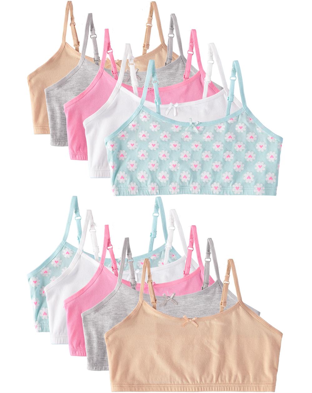 Cyndeelee Girls 7-14 Cotton 10-Pack Bra