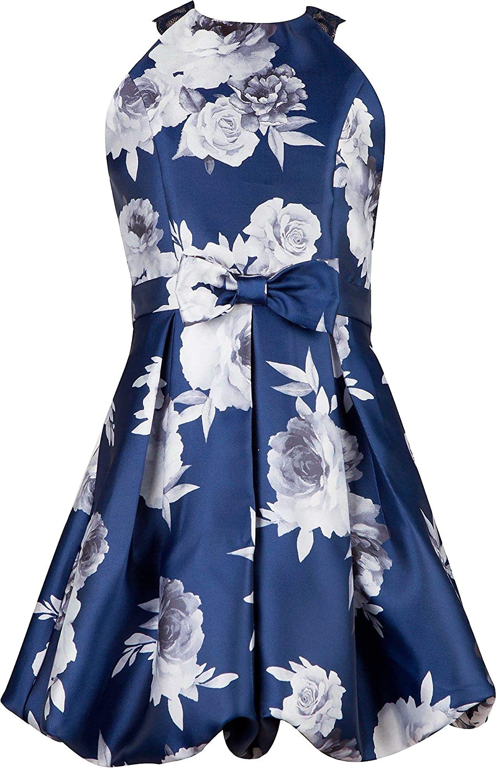 Speechless Bow Sash Floral Pleated Bubble Dress