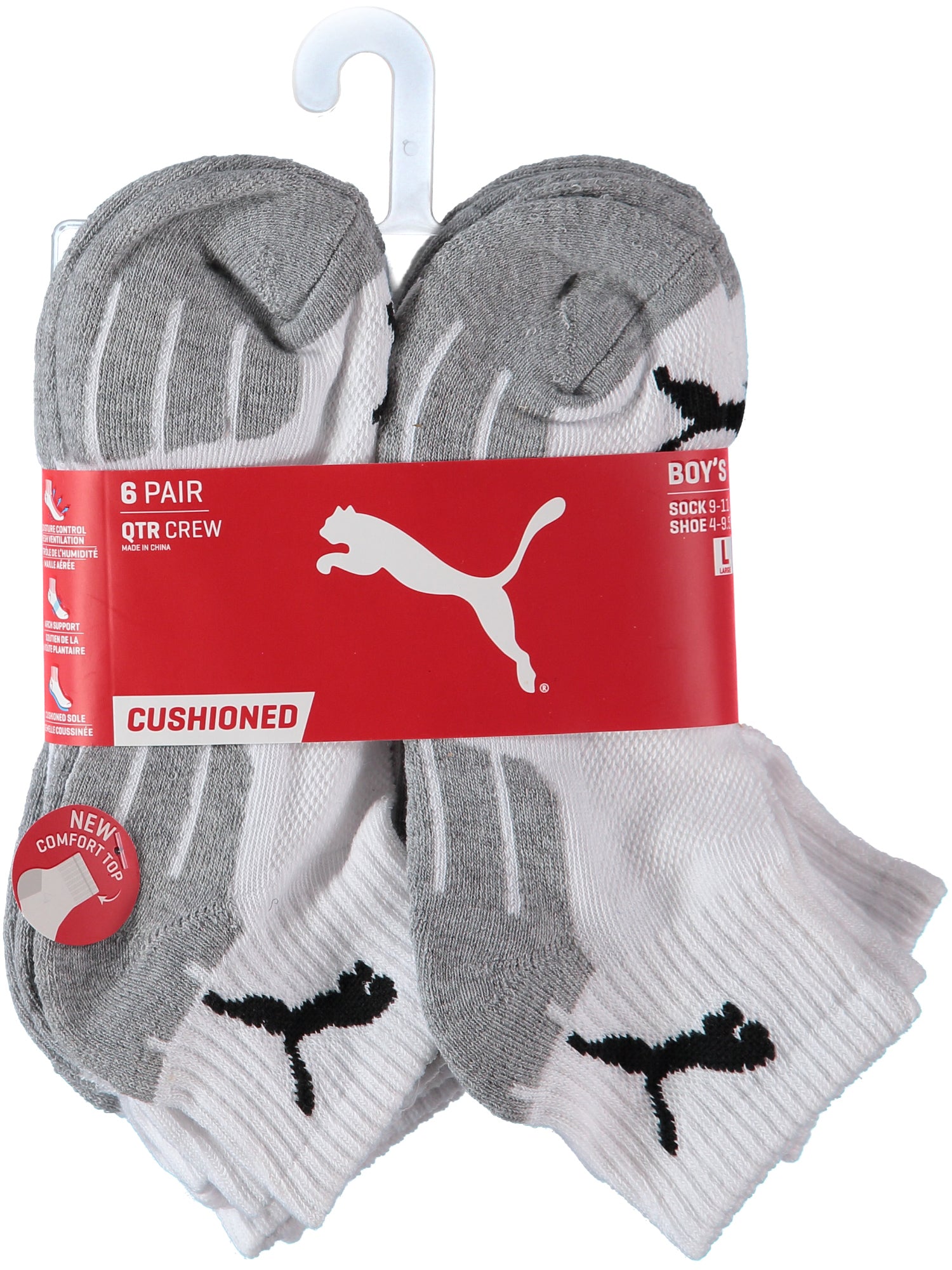 Puma Cushion Quarter Crew Sock - 6 Pack