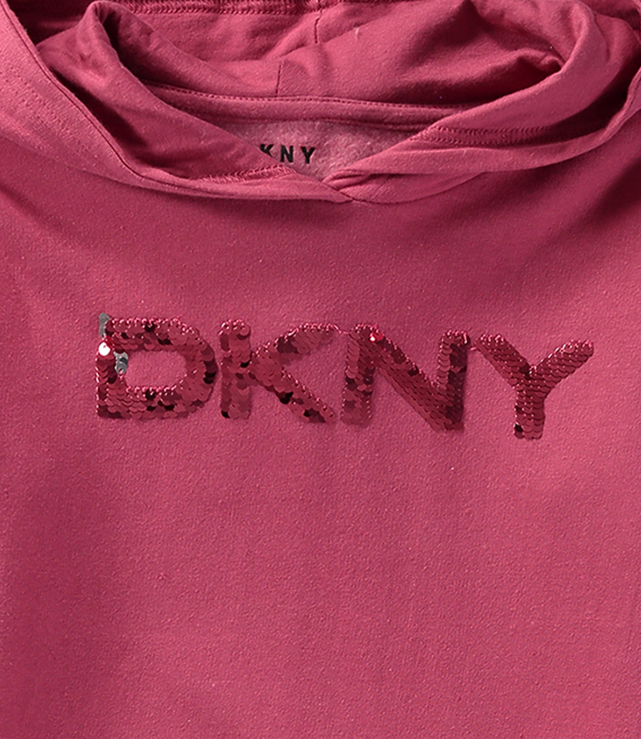 DKNY Girls 4-6X Long Sleeve Pullover Flip Sequin Hooded Sweatshirt