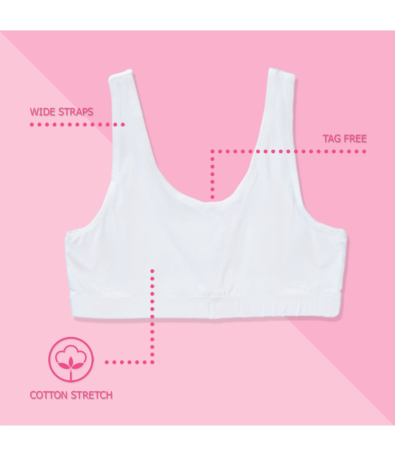 Cyndeelee Girls 7-14 Cotton 3-Pack Bralette Sports Bra