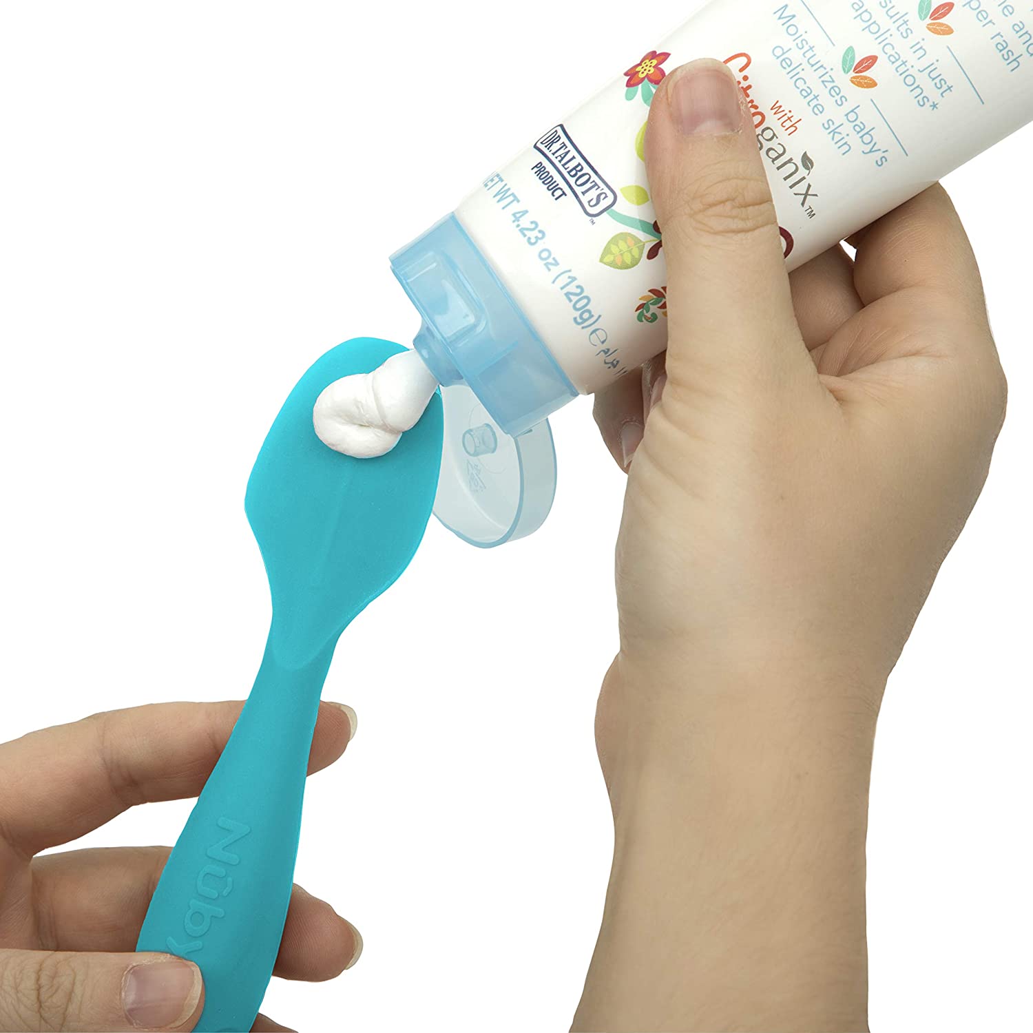 Nuby Dr. Talbots Silicone Diaper Cream Brush with Suction Base, Aqua