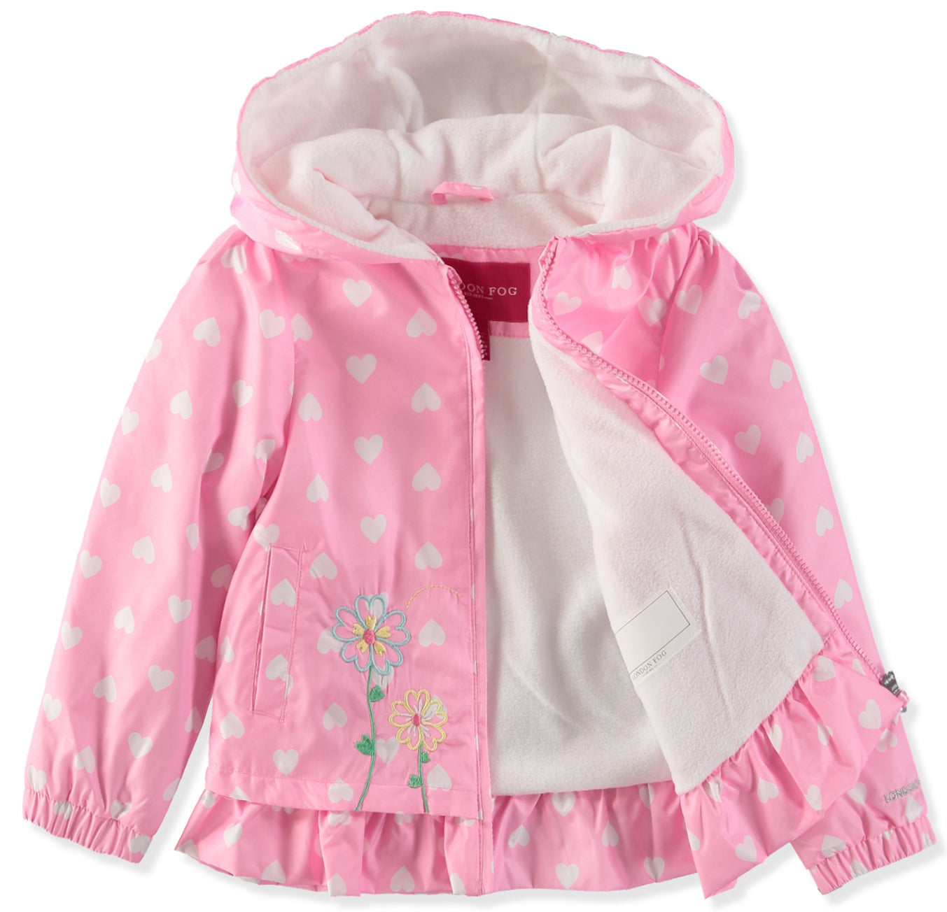 London Fog Girls 2T-4T Heart Hood Spring Jacket