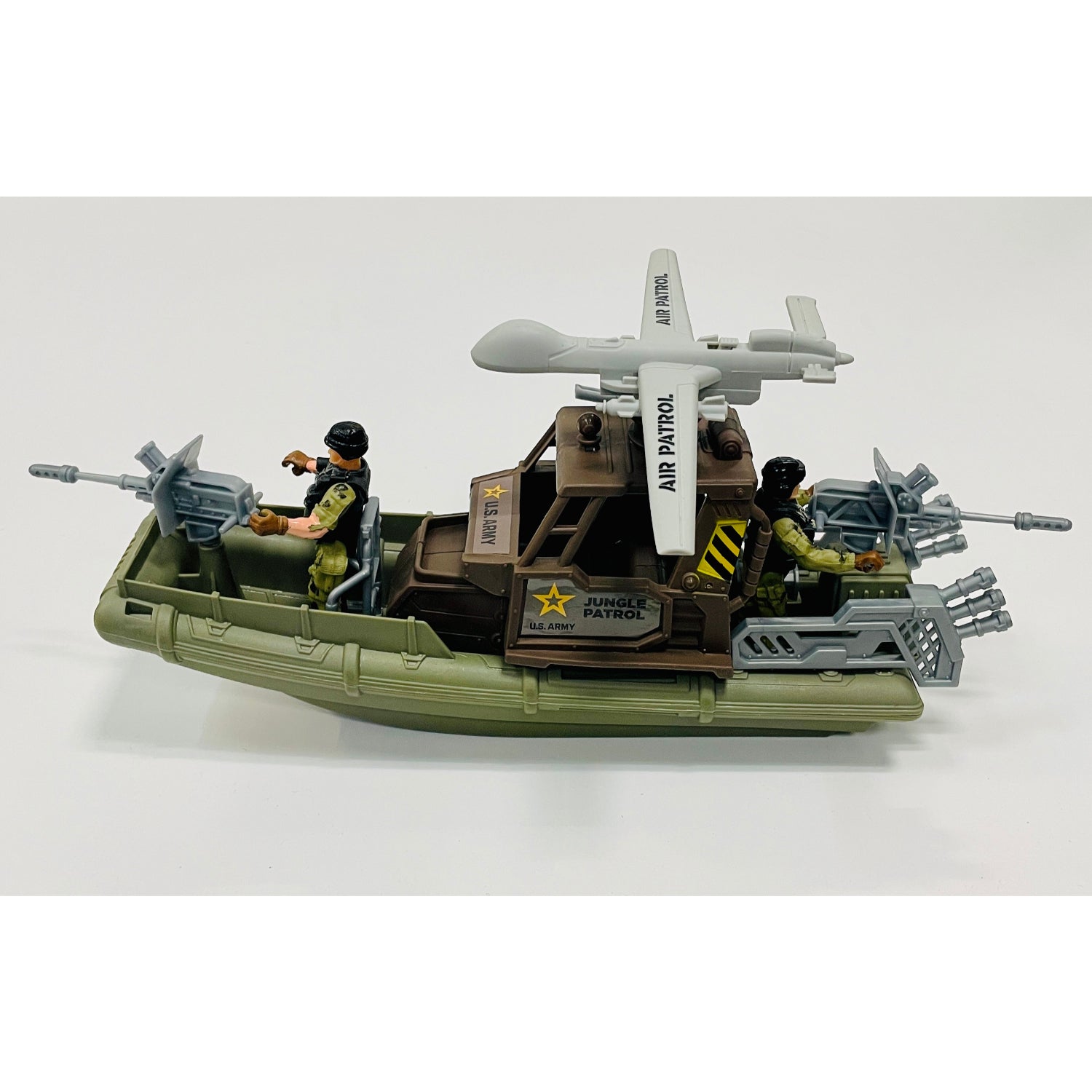 U.S. ARMY Combined Forces Jungle Patrol Boat w/ Drone Working Missile Launcher