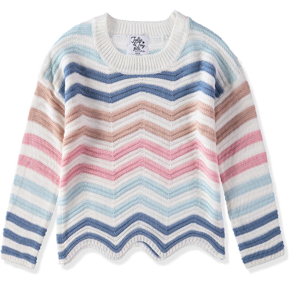 Jolie & Joy Girls 7-16 Long Sleeve Chevron Sweater