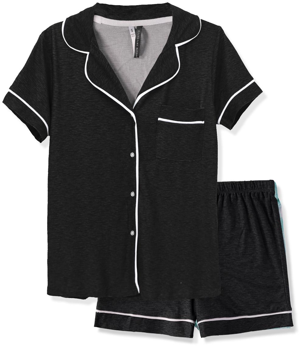 Jaclyn Intimates Short Sleeve Notch Collar Pajama Set