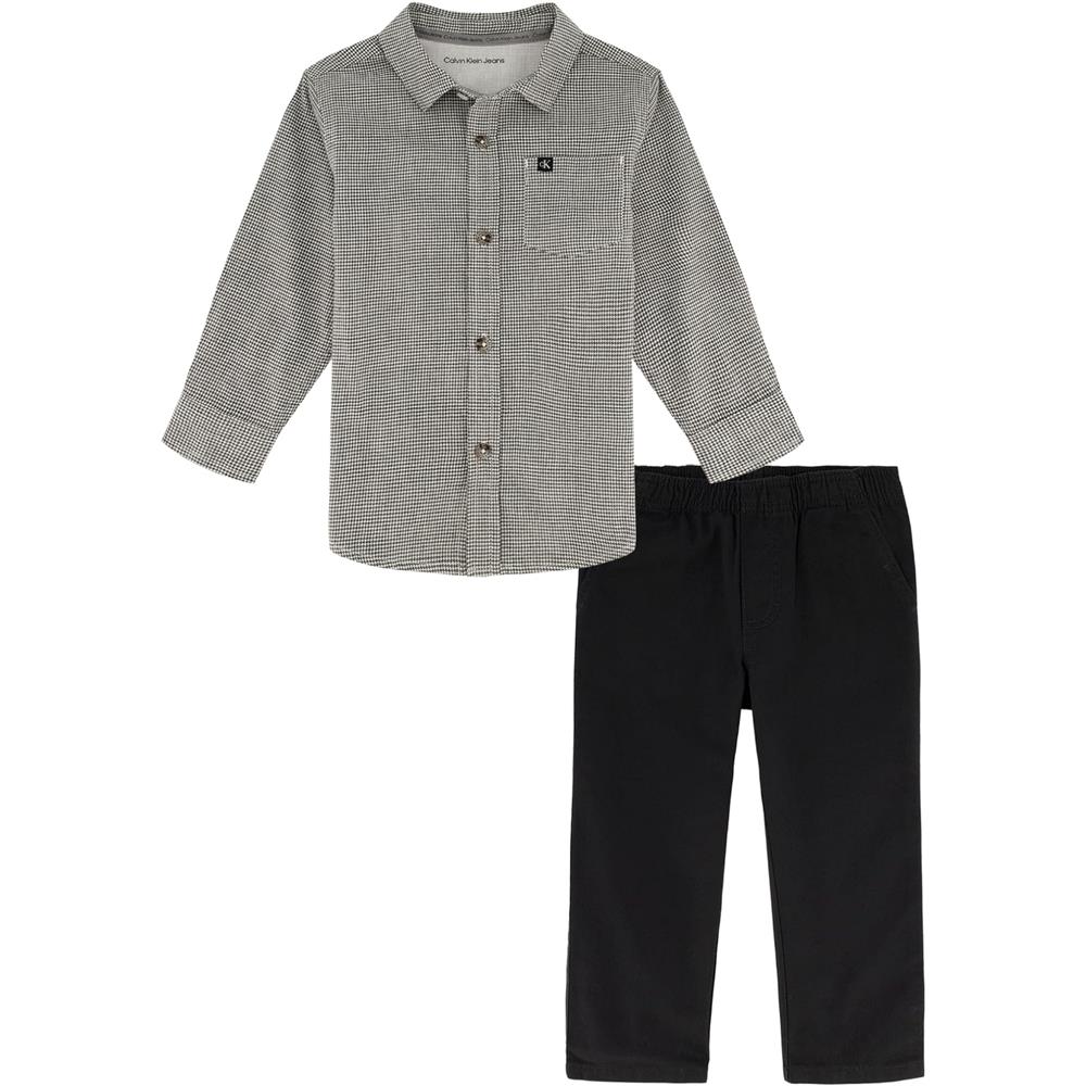 Calvin Klein Boys 8-20 Woven Button Down Shirt Pant Set