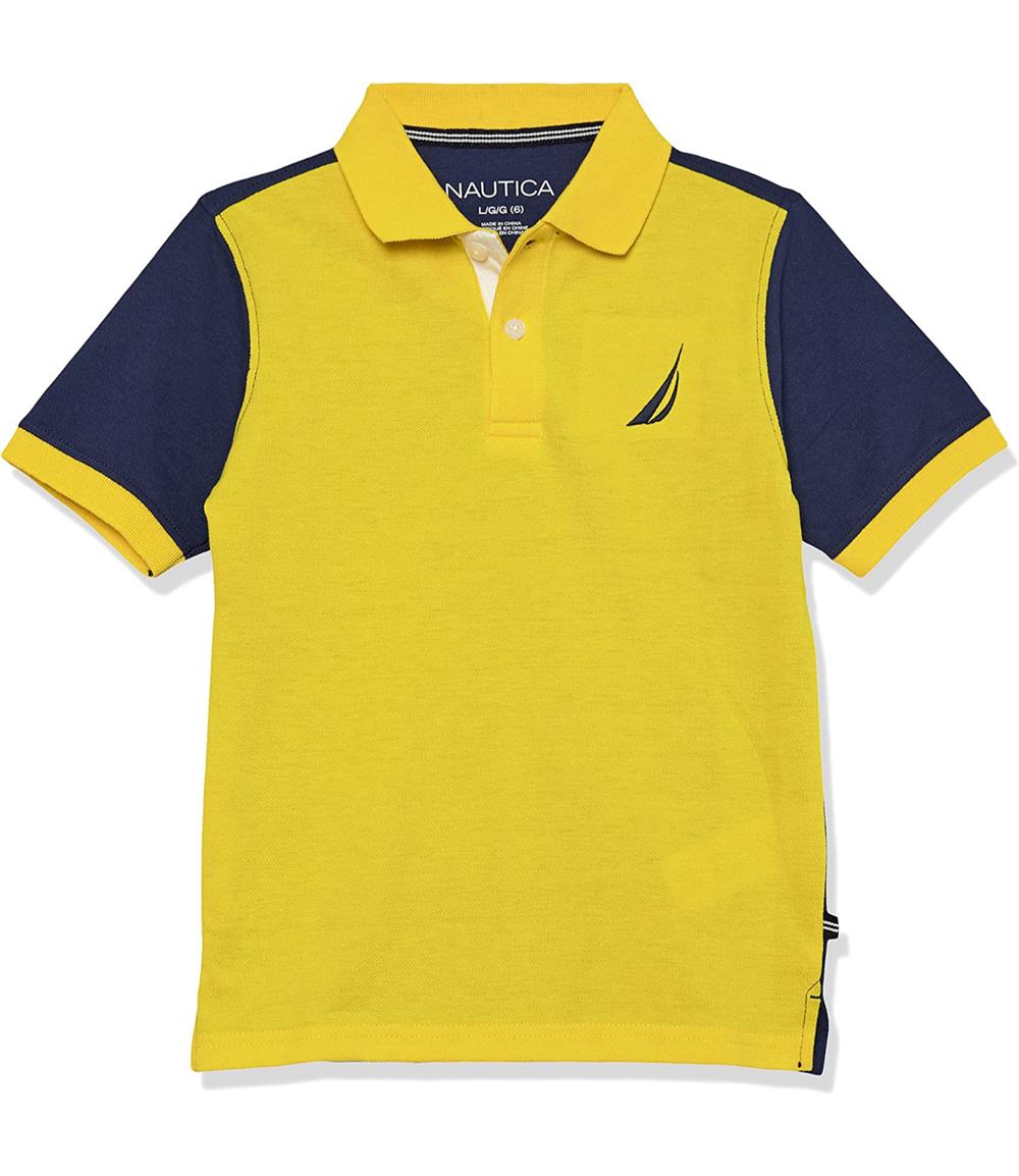 Nautica Boys 8-20 Short Sleeve Logo Colorblock Polo