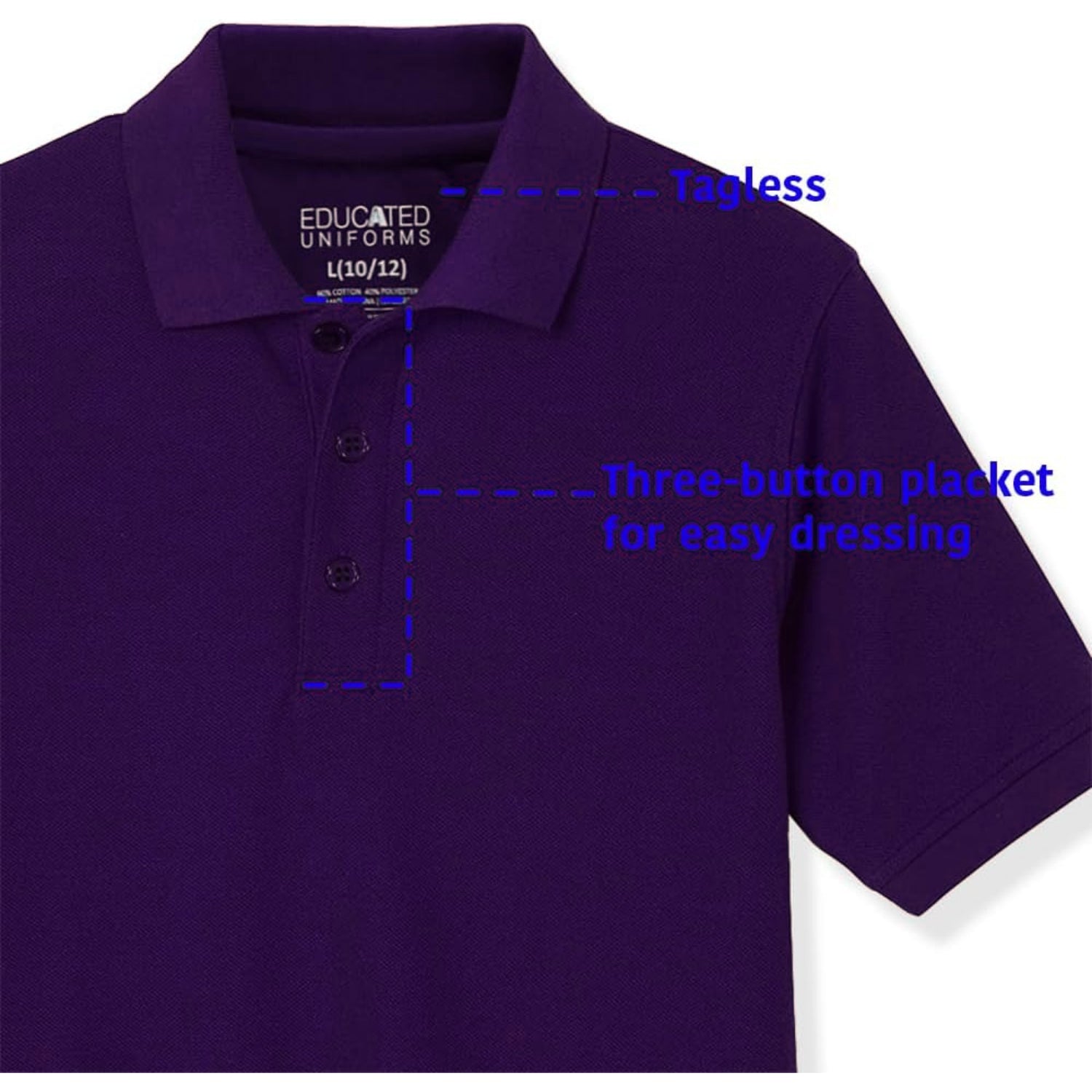 Educated Uniforms Boys 4-20 Short Sleeve Pique Polo Shirt