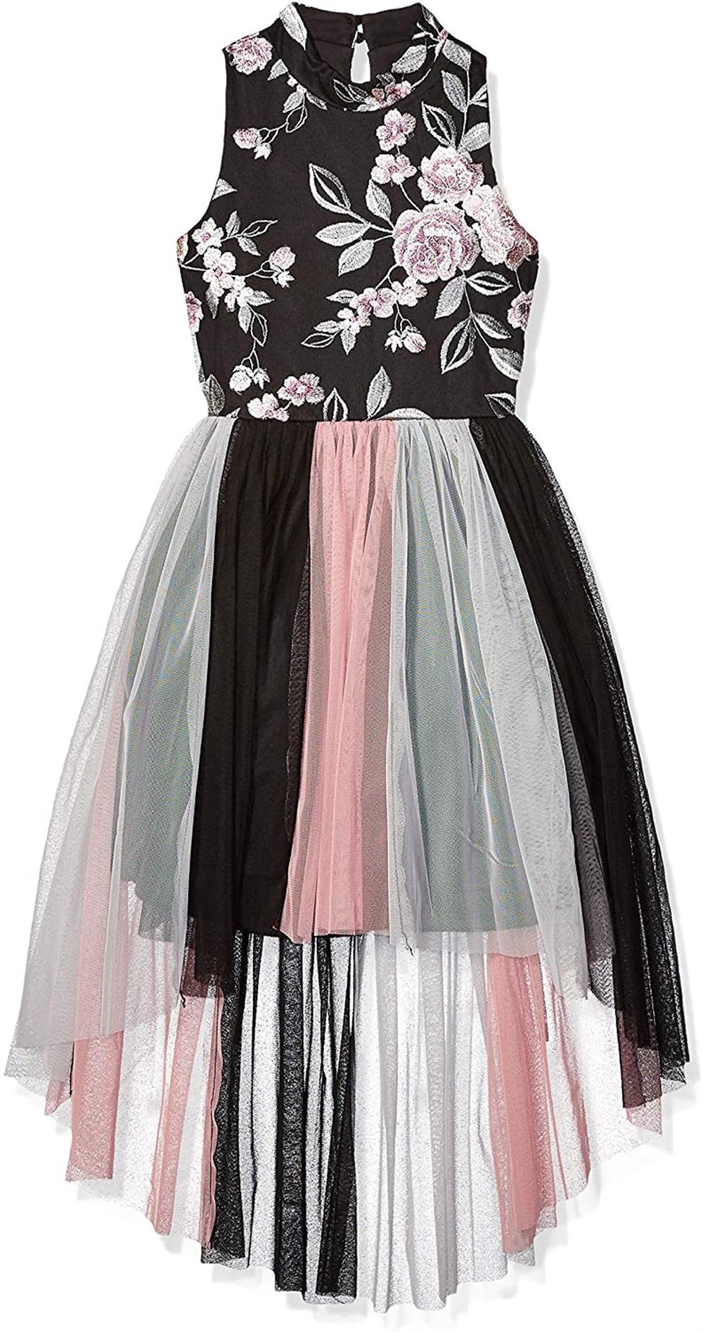 Speechless Sleeveless Floral Tulle Hi Low Dress