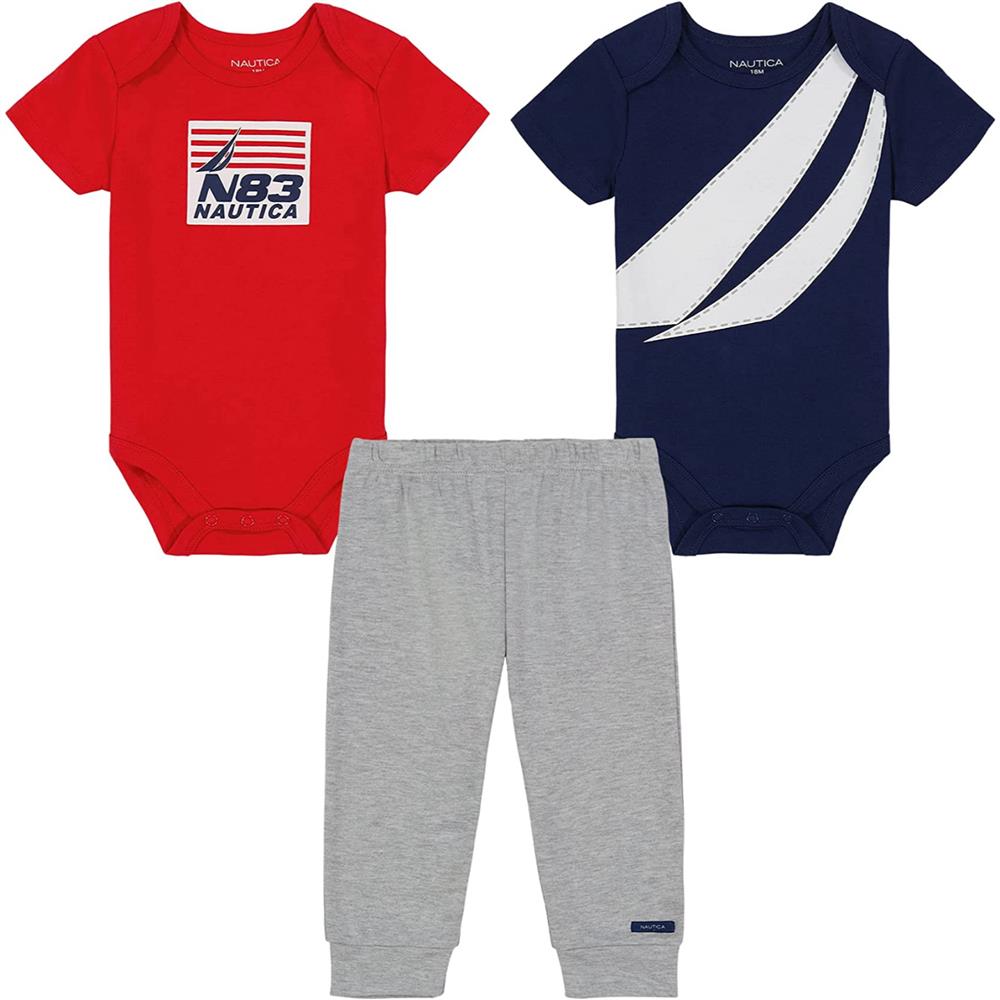 Nautica Boys 0-9 Months Sail 3-Piece Bodysuit Pant Set