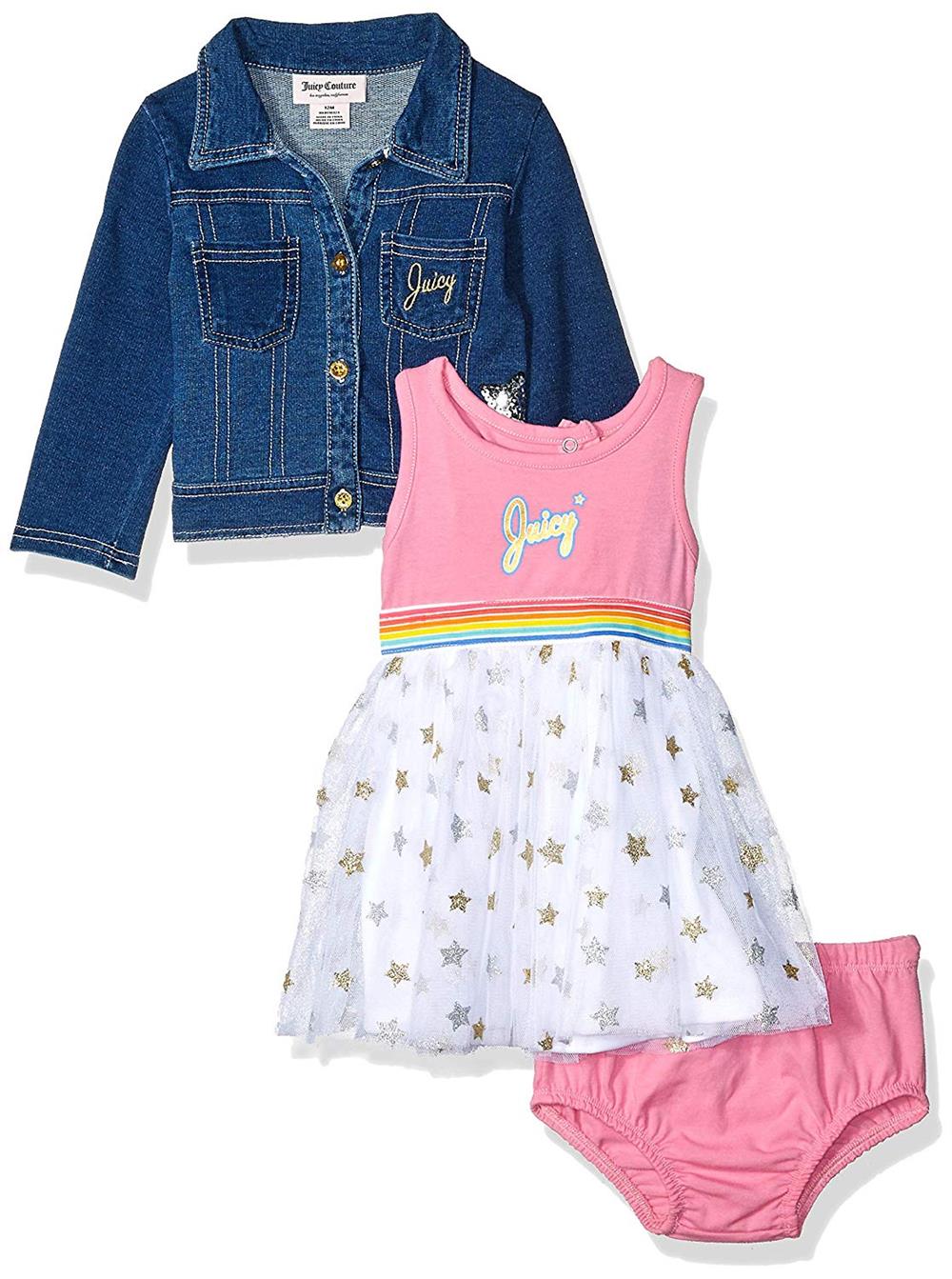 Juicy Couture Girls 12-24 Months Denim Jacket Dress Set