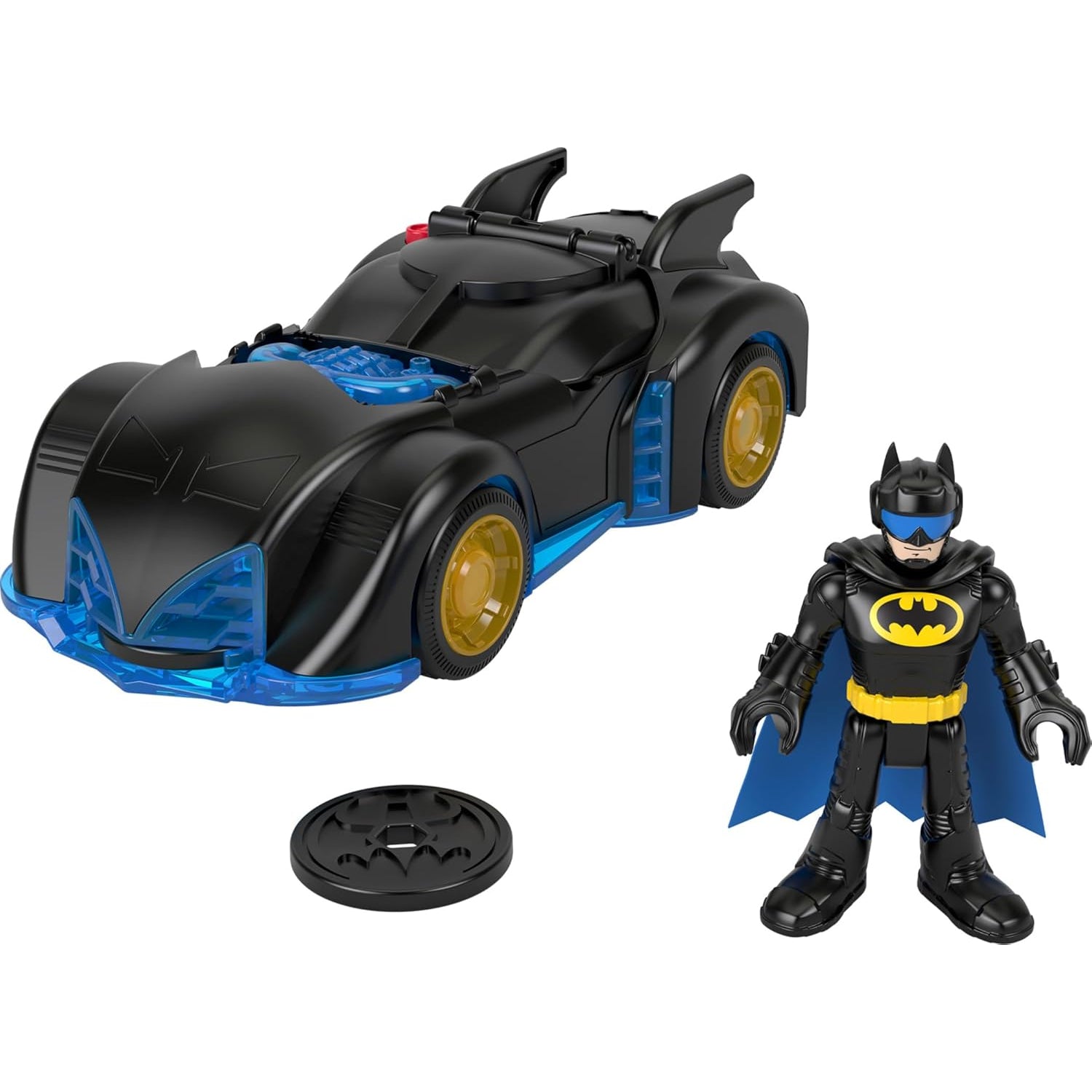 Fisher Price Imaginext DC Super Friends Shake & Spin Batmobile And Batman Figure Set, 4 Pieces