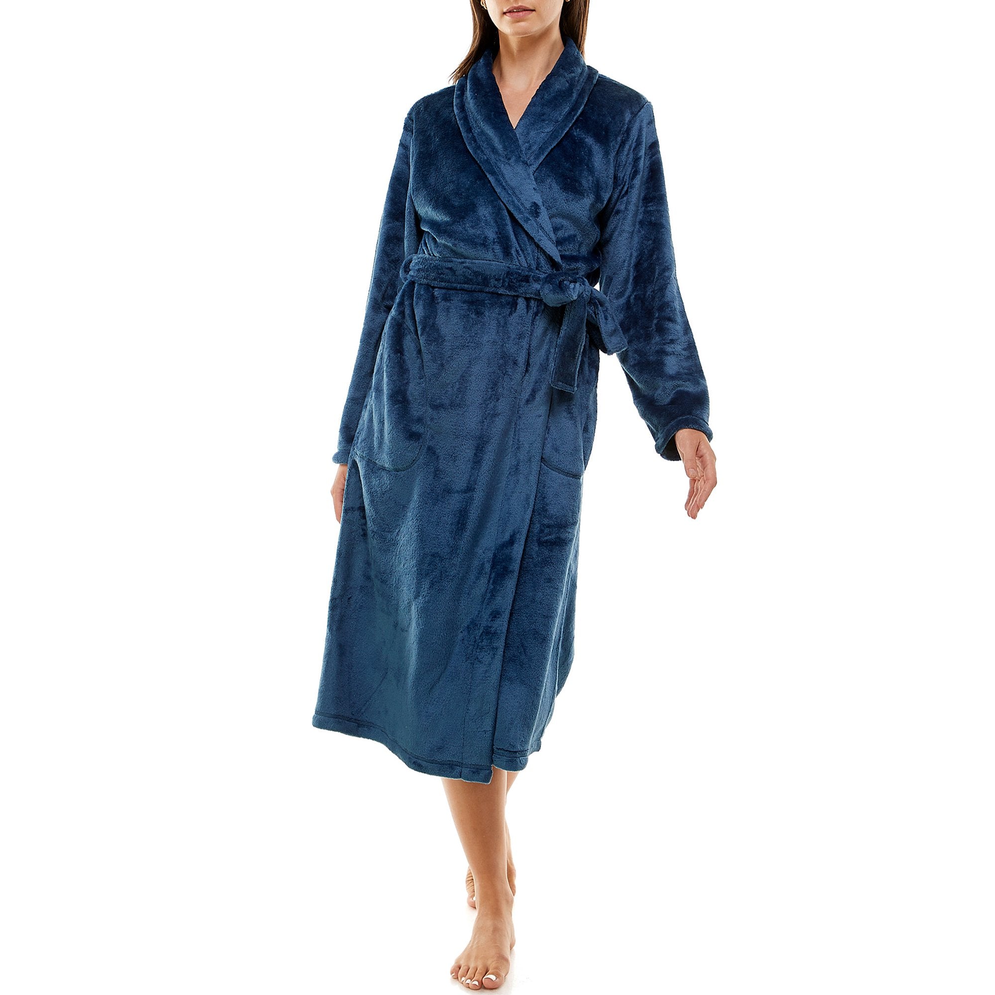 Jaclyn Intimates Womens Long Sleeve Ankle Length Shawl Collar Belted Robe