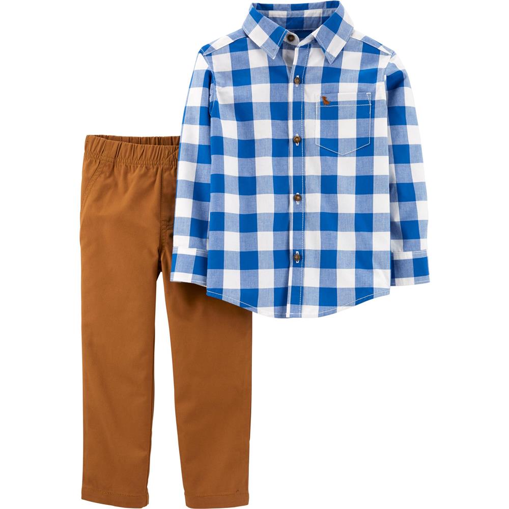 Carters Boys 2T-5T Plaid Woven Pant Set