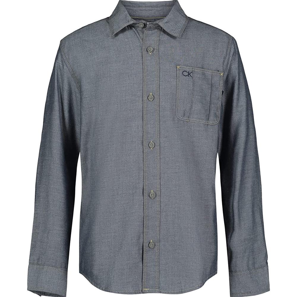 Calvin Klein Boys 8-20 Long Sleeve Woven Button Down Shirt