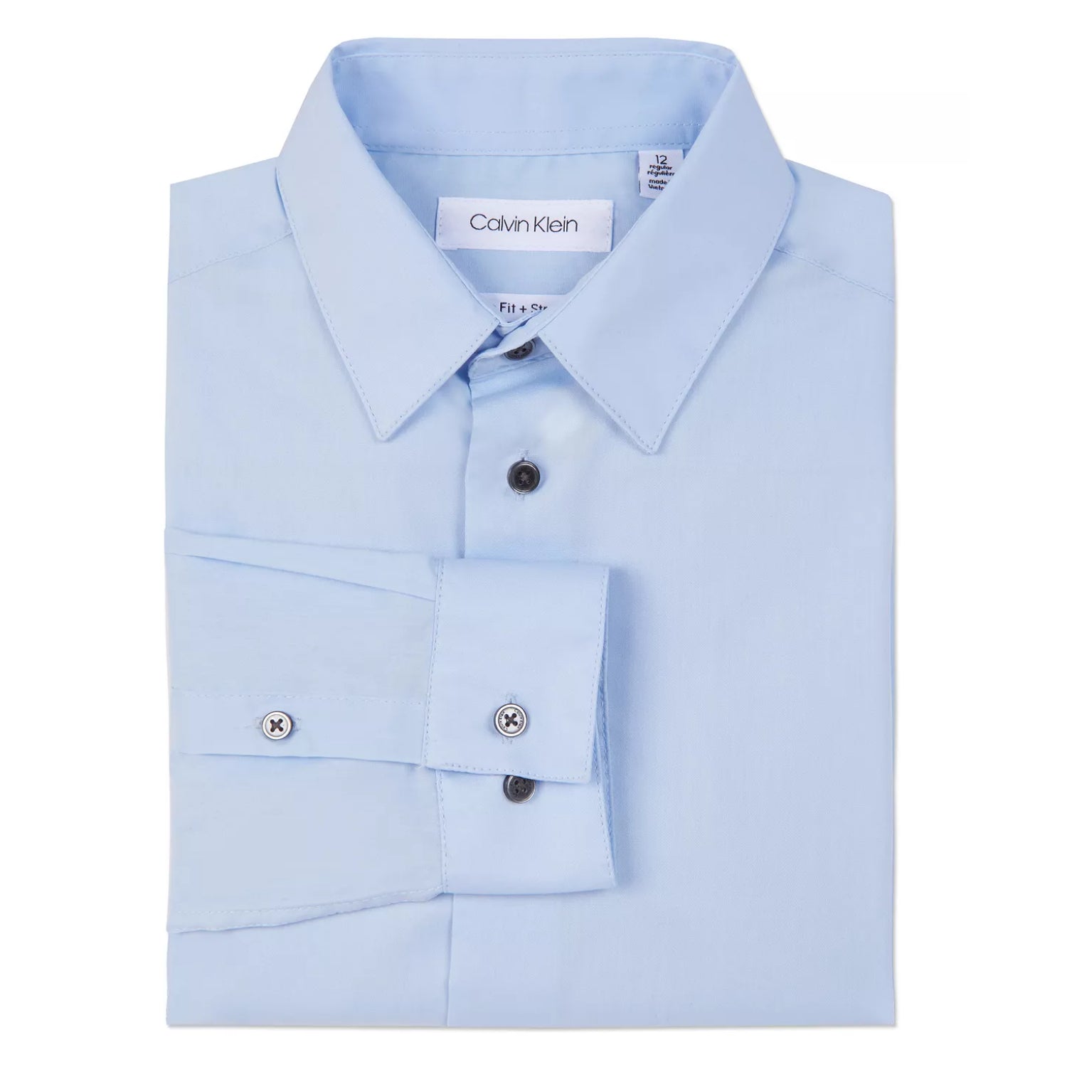 Calvin Klein Boys Slim Fit Solid Stretch Poplin Shirt